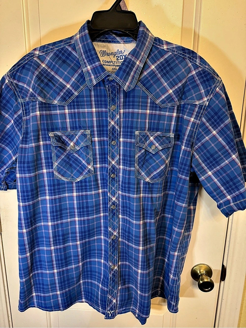 Wrangler 20X Competition Advanced Comfort Plaid Short Sleeve Shirt XXL Like New